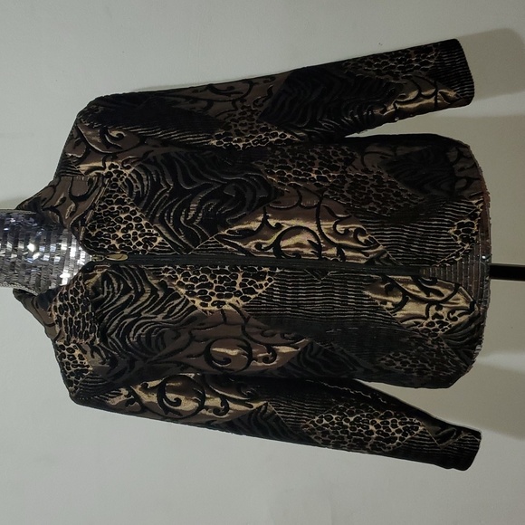 Tanjay Vintage Metallic Sheen Animal Print Zipper Jacket Size 12P - Picture 2 of 12